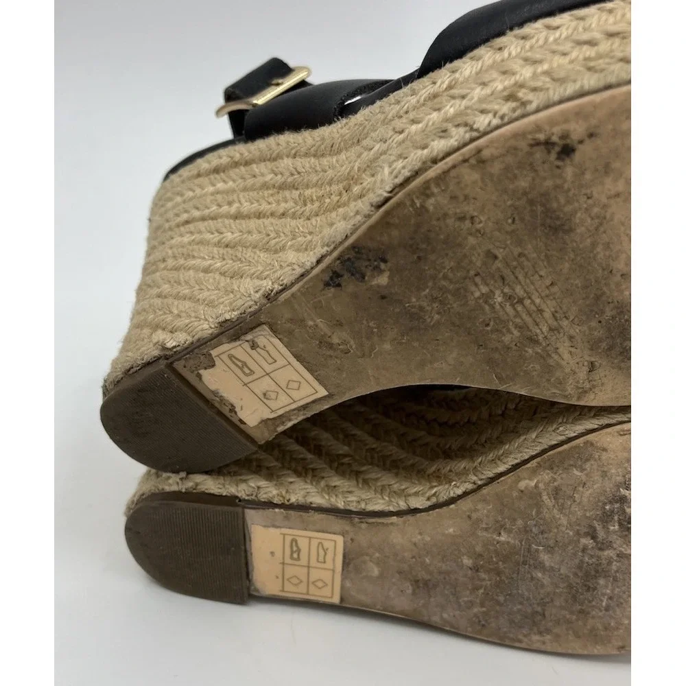 J. Crew Espadrille Wedge Platform Heel Sandals Size 8 Black